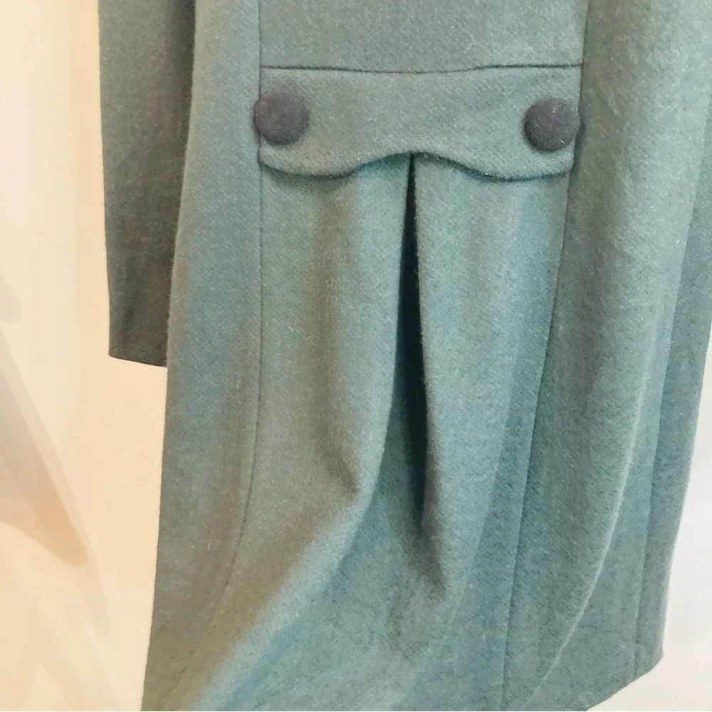 PINK MARTINI SZ SX Hunter Green Zipper Closure Pocket Back Pleat Jacket Coat - Picture 2 of 14